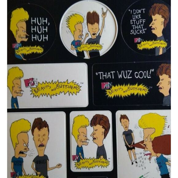 Beavis And Butt-Head Photo Stickers Sheet Vintage Licensed 1993 Cartoon MTV - Picture 1 of 4